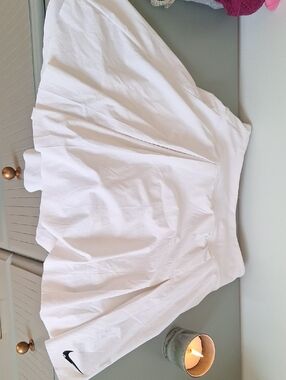Nike White Pleated Athletic Skort with Black Swoosh